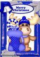 Moose with Santa Stocking and Candycane A4