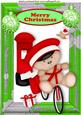 Christmas Teddy on Bike with Post Box A4