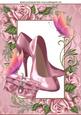 Pretty Pink Shoes in Rose Frame with Butterflies A4