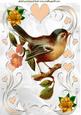 Little Bird on a Branch with Flowers A4