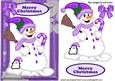 Snowman in Purple with Cute Little Penguin