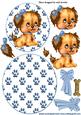 Cute Little Puppy in Blue Bows Rocker Card