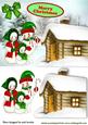 Cottage in the Snow, with Snowman Family