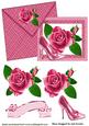 Painted Pink Rose and Shoe on Card & Enevelope