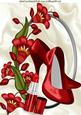 Pretty Red Flowers with Red Shoes & Lippy A4
