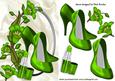Pretty Green Flowers with Green Shoes & Lippy