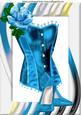 Blue Satin Basque with Roses and Shoes A4