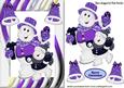 Skating Snowmen with Purple Glitter Bells