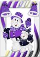 Skating Snowmen with Purple Glitter Bells A4