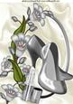 Pretty Silver Flowers with Silver Shoes & Lippy A4