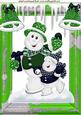 Skating Snowmen with Green Bells & Icicles A4