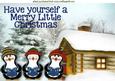A Trio of Singing Penguins in Snow Scene A4