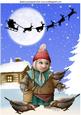 Little Gnome Feeding the Birds in the Snow A4