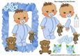 Baby Boy with His Teddies and Bottle
