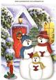 Cottage in Snow with Singing Snowmen A4