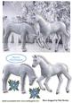 White Horses in Snow Glazier with Blue Poinsettias