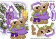 Keeping Warm Cute Little Teddies in Purple