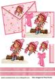 Liitle Girl Cuddling Kitty on Card & Envelope