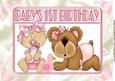 Baby Girl and Teddy! First Birthday A4