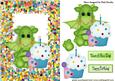 Little Green Dragon with Cupcake in Jigsaw Frame