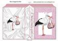 Baby Girl with Stork in Baby Word Frame Folded Book