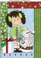 Snowman with Little Girl & Present A4
