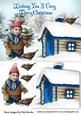Gnome Feeding Birds in Blue with Cottage