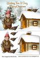 Gnome Feeding Birds in Orange with Cottage