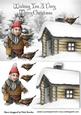 Gnome Feeding Birds in Silver with Cottage