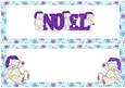 Tedies in Purple Santa Hat in Snowflake Frame Dl Insert