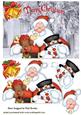 Santa with Friends and Snow Scene
