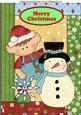 Santas Elf with Snowman in Tapestry Frame A4
