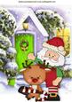 Santa with Reindeer with Candycane A4