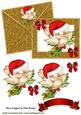 Little Robin on a Holly Branch, Gold Glitter Card & Envelope