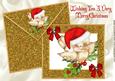 Robin on a Holly Branch , Gold Glitter Card & Envelope A4