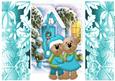 Little Bears in Turq Cuddling in the Snow Floral Doors