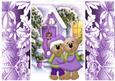 Little Bears in Purple Cuddling in the Snow Floral Gatefold