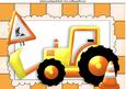 Digger with Cone and Roadwork Sign A4
