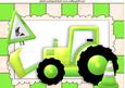 Green Digger with Cone and Roadwork Sign A4