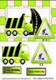 Road Works Ahead, with Green Truck and Sign