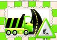 Road Works Ahead with Green Truck and Sign A4