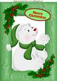 Baby Polar Bear in Santa Hat with Holly A4