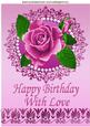 Painted Pink Rose in Pearl Ornate Frame A4