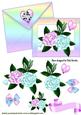 Shades of Pink/blue Roses on a Card with Envelope