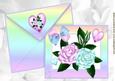 Shades of Pink/blue Roses on a Card with Envelope A4