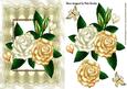 Cream/gold Roses on Vintage Lace with Butterflies