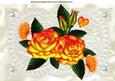 Beautiful Orange Roses on Ecru Vintage Lace with Pearls A4