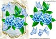 Blue Roses and Blue Butterflies in Ornate Frame