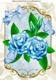 Blue Roses and Blue Butterflies in Ornate Frame A4