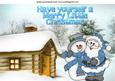 Santa in Blue with Snowman with Cheeky Stars A4